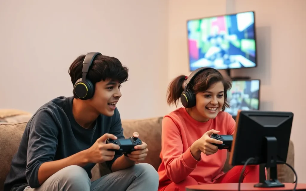 Ai generated image of kids playing games